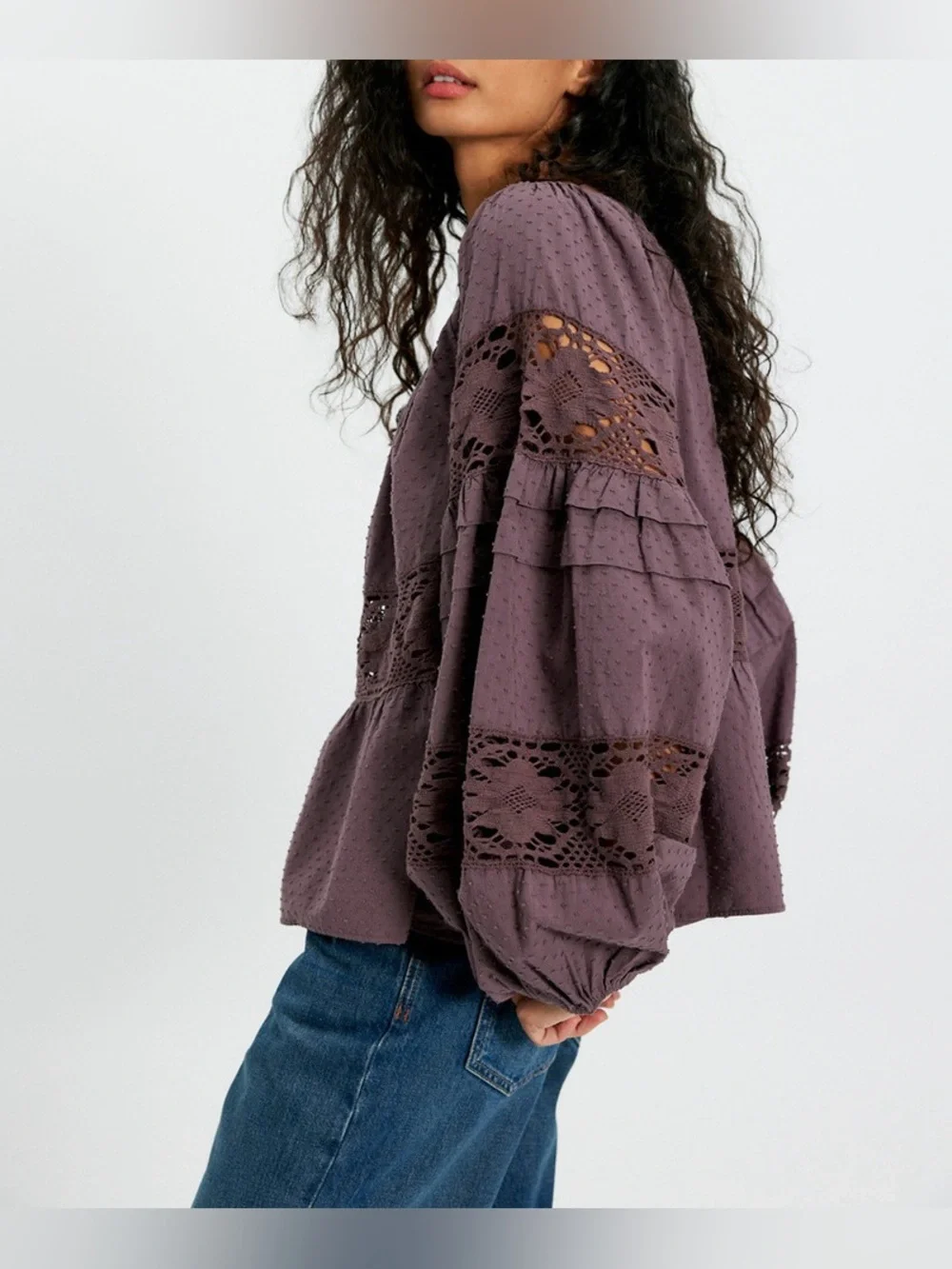 NWT Free People Elsie Blouse - rural ground brown - small